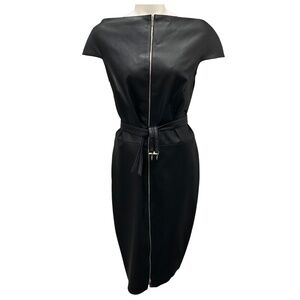 JITROIS BLACK STRETCH LAMBSKIN LEATHER DRESS WITH BELT